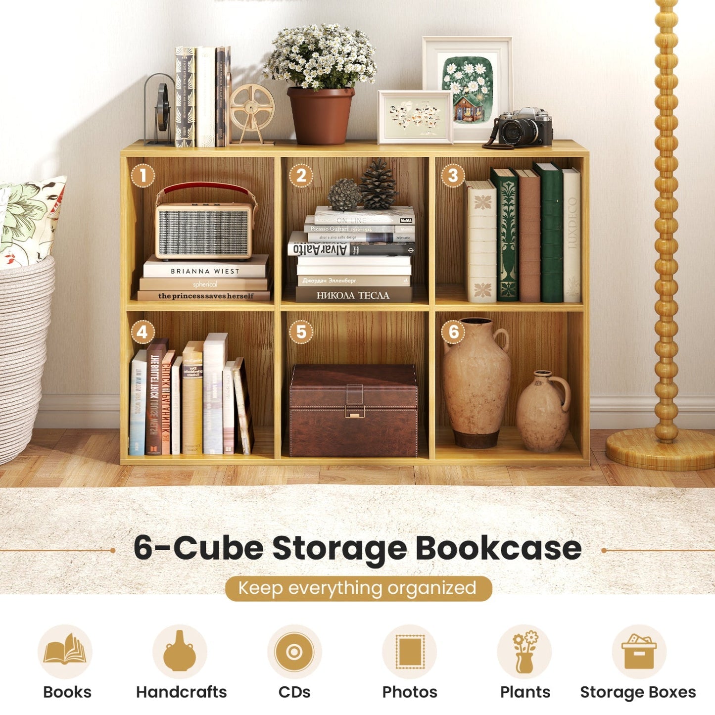 6-Cube Bookcase with Anti-Tipping Kit - Burlywood