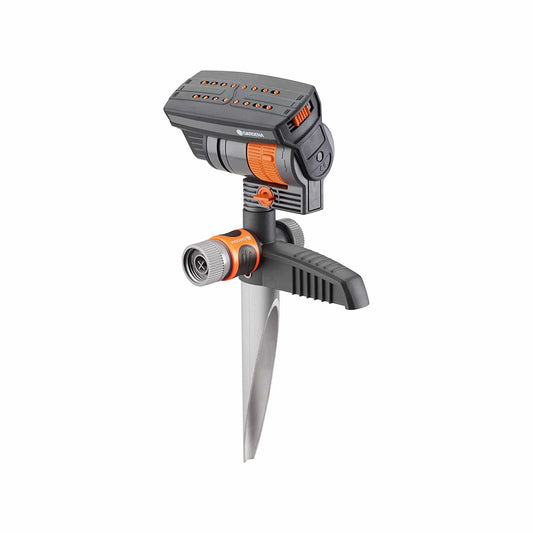 AquaZoom compact, oscillating sprinkler with metal spike, covers up to 2,300 sq. ft.