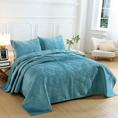 Export High-Grade Flannel Three-Piece Bed Cover Set Milk Fiber European Quilted Quilted Bed Sheet One Side Velvet One Side Pure Cotton