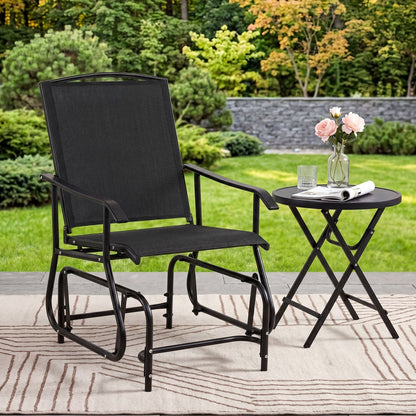 Outdoor Glider Chair with Metal Frame and Armrests
