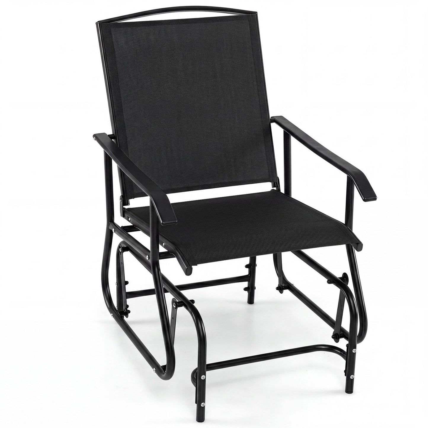 Outdoor Glider Chair with Metal Frame and Armrests