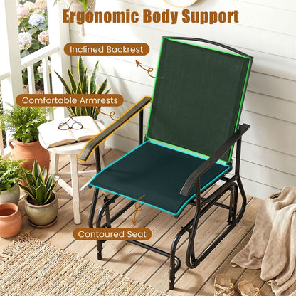 Outdoor Glider Chair with Metal Frame and Armrests