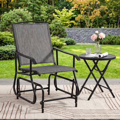Outdoor Glider Chair with Metal Frame and Armrests