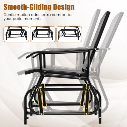 Outdoor Glider Chair with Metal Frame and Armrests