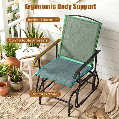 Outdoor Glider Chair with Metal Frame and Armrests