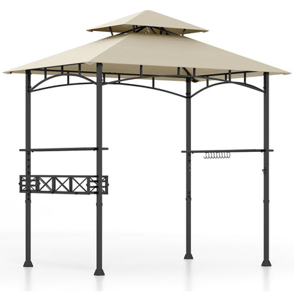 8 x 5 Feet Outdoor Grill Gazebo with 2 Side Shelves and 10 Hooks