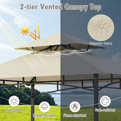 8 x 5 Feet Outdoor Grill Gazebo with 2 Side Shelves and 10 Hooks