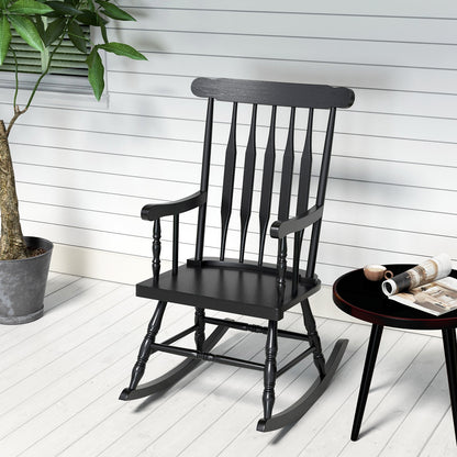 Rocking Chair with Solid Wooden Frame for Garden and Patio