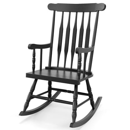 Rocking Chair with Solid Wooden Frame for Garden and Patio