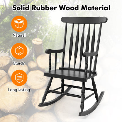 Rocking Chair with Solid Wooden Frame for Garden and Patio