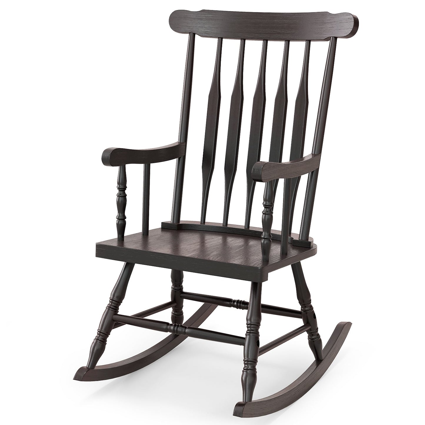 Rocking Chair with Solid Wooden Frame for Garden and Patio