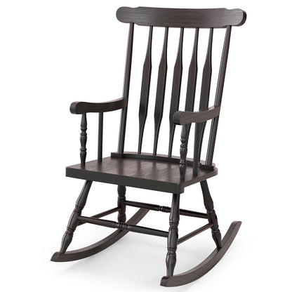 Rocking Chair with Solid Wooden Frame for Garden and Patio