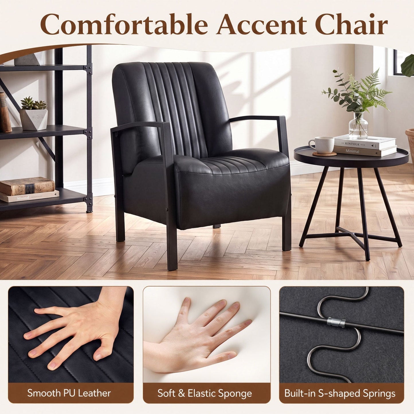 Upholstered Accent Chair with Padded Seat and Armrests