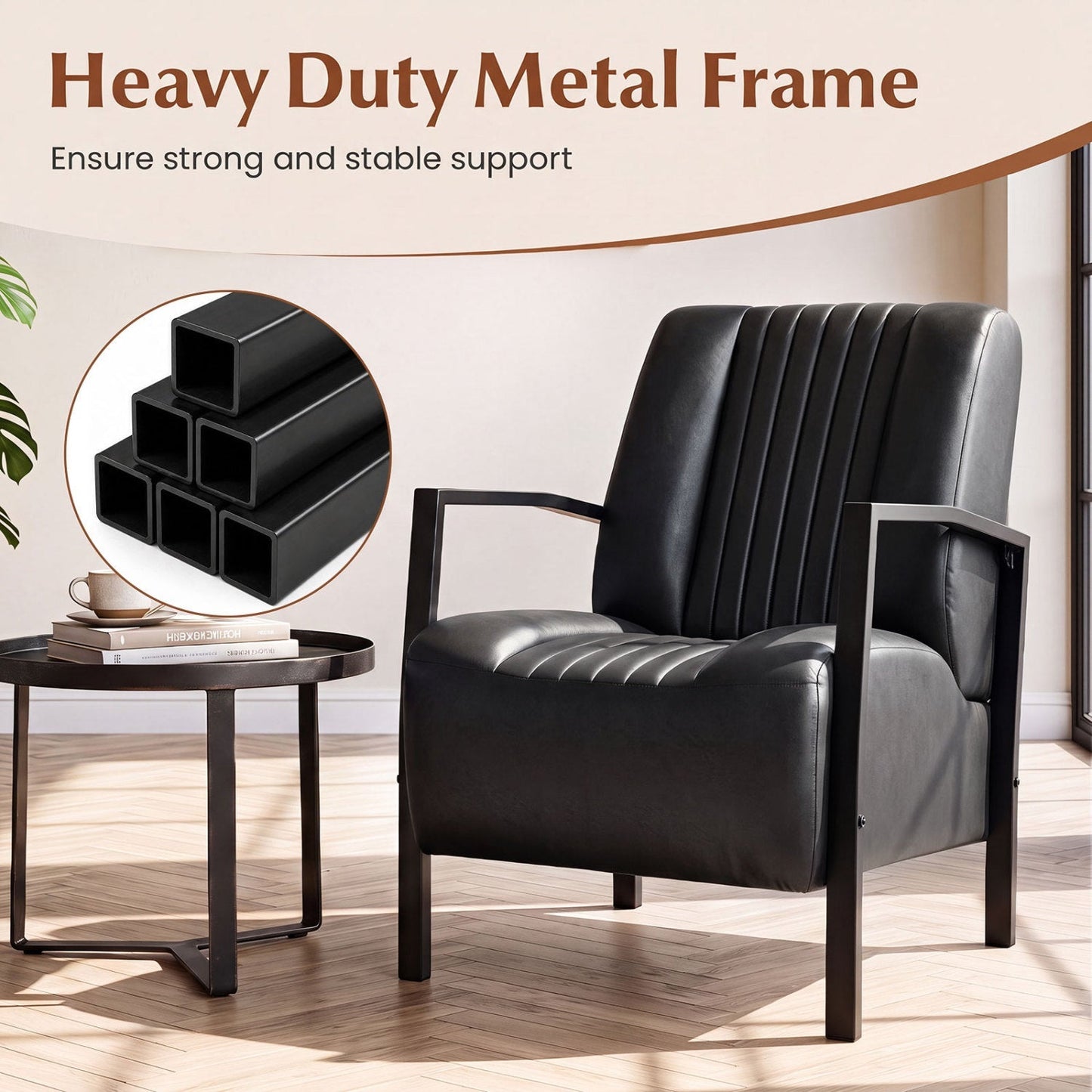 Upholstered Accent Chair with Padded Seat and Armrests