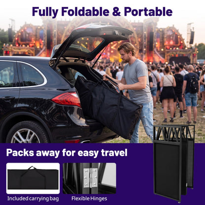 Portable DJ Booth with Black Scrims and Carrying Bag