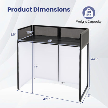 Portable DJ Booth with Adjustable Feet and Detachable Tabletop