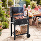 Charcoal Grill with Adjustable Tray and Wheels