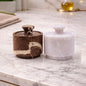 White and Red Marble Salt Cellar with Lid – 2 Pack Set
