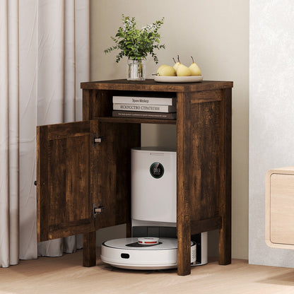 Robot Vacuum Storage Cabinet with Door and Open Shelf for Living Room Bedroom