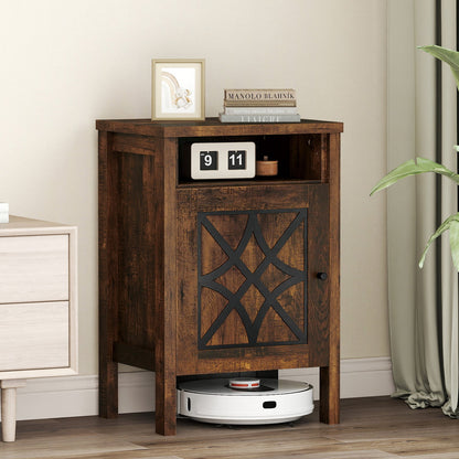 Robot Vacuum Storage Cabinet with Door and Open Shelf for Living Room Bedroom
