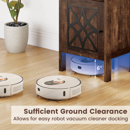 Robot Vacuum Storage Cabinet with Door and Open Shelf for Living Room Bedroom