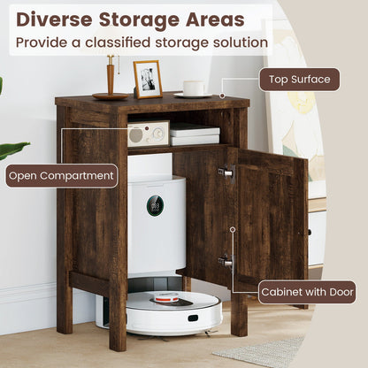 Robot Vacuum Storage Cabinet with Door and Open Shelf for Living Room Bedroom