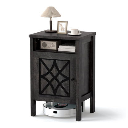 Robot Vacuum Storage Cabinet with Door and Open Shelf for Living Room Bedroom