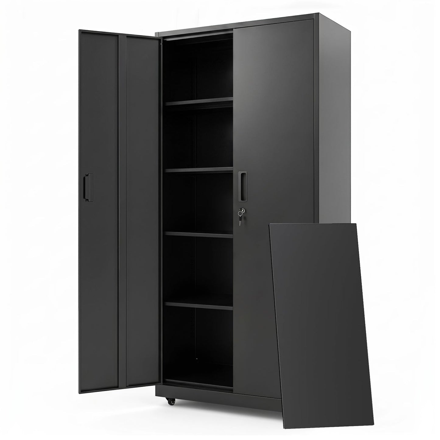 Rolling Metal Storage Cabinet 73" Lockable with 4 Wheels