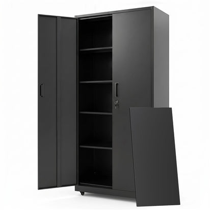 Rolling Metal Storage Cabinet 73" Lockable with 4 Wheels