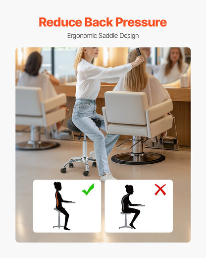 SucceBuy Saddle Stool with Wheel Ergonomic Swivel Chair