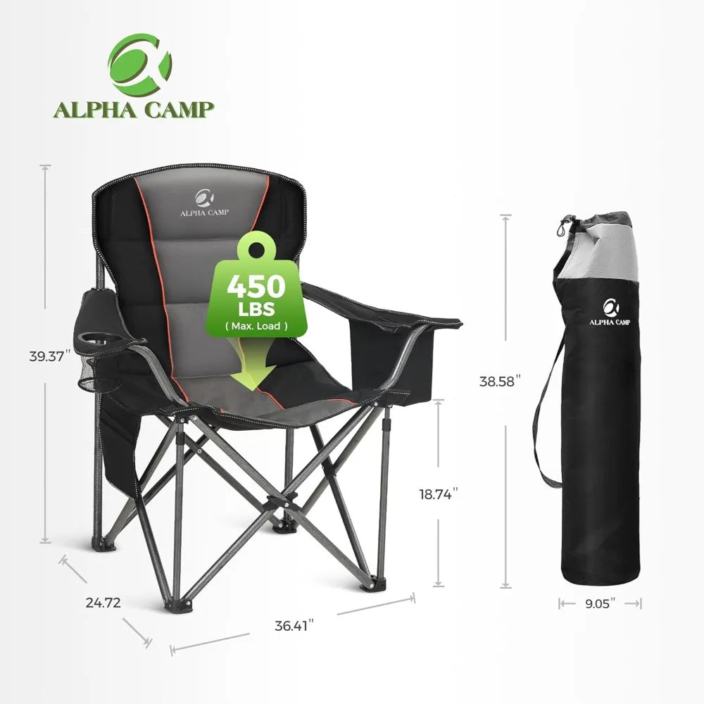 Heavy Duty Camping Chair 500 Lbs Capacity Oversized Folding Chair