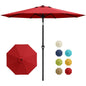 9FT Patio Umbrella With Crank & Tilt, Outdoor Market Umbrella, UV Protection Waterproof For Pool Deck, 8 Ribs Iron Frame