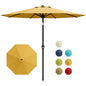 9FT Patio Umbrella With Crank & Tilt, Outdoor Market Umbrella, UV Protection Waterproof For Pool Deck, 8 Ribs Iron Frame