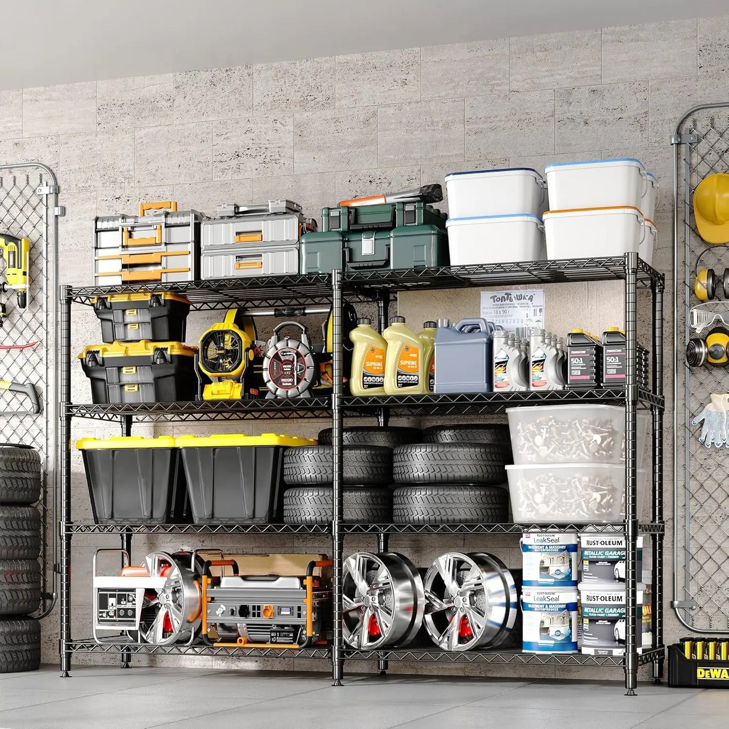 Metal Storage Shelves Heavy Duty Wire Shelving Unit Adjustable Rack Shelf for Pantry Garage Kitchen Commercial Basement
