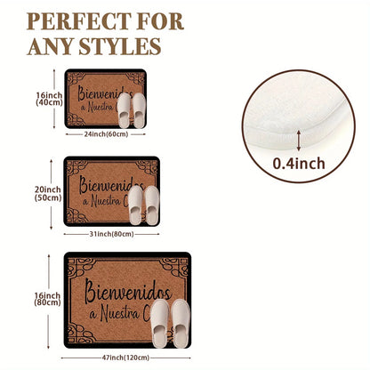 VIKAMA "Bienbenidos" Spanish Welcome Soft, Absorbent Door Mat. Entrance, Bathroom, Outdoor Courtyard Home Decor, Non-Slip Carpet