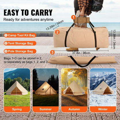 SucceBuy Canvas Bell Tent For Four Season Camping Yurt