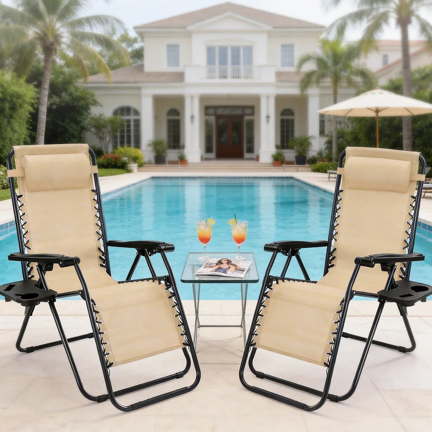 JHK Zero Gravity Recliner Chairs 2 With Cup Holder Trays