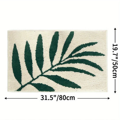 VIKAMA Green Leaf Carpet Soft Absorbent Floor Mat Bathroom Mat Toilet Door Mat Rug For Bedroom Outdoor Carpet Home Decoration