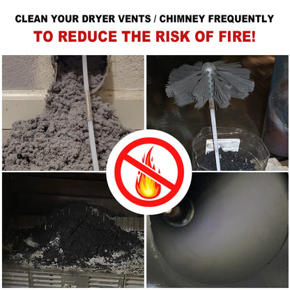 Dryer Vent Cleaning Kit With Flexible Rods And Chimney Brush