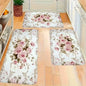 American Style Floor Mat with Pink Rose Flower and Anti Slip Home Decor Door Mat Suitable Bedroom Living Room Kitchen Entrance