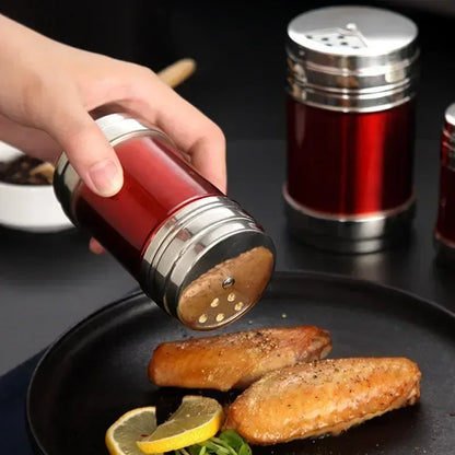 Stainless Steel Spice Jar | Rotating Cover Salt and Pepper Shaker for Barbecue and Kitchen