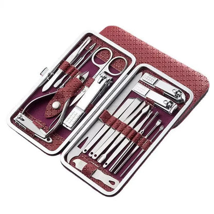 Stainless Steel 19 Piece Grooming Kit With Nail Clippers