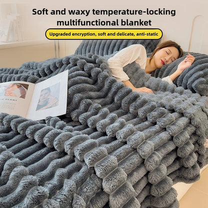 Thickened Wide Striped Flannel Multifunctional Blanket Spring, Can Be Used As Bed Sheet Cover Blanket, Sofa Blanket,nap Blanket