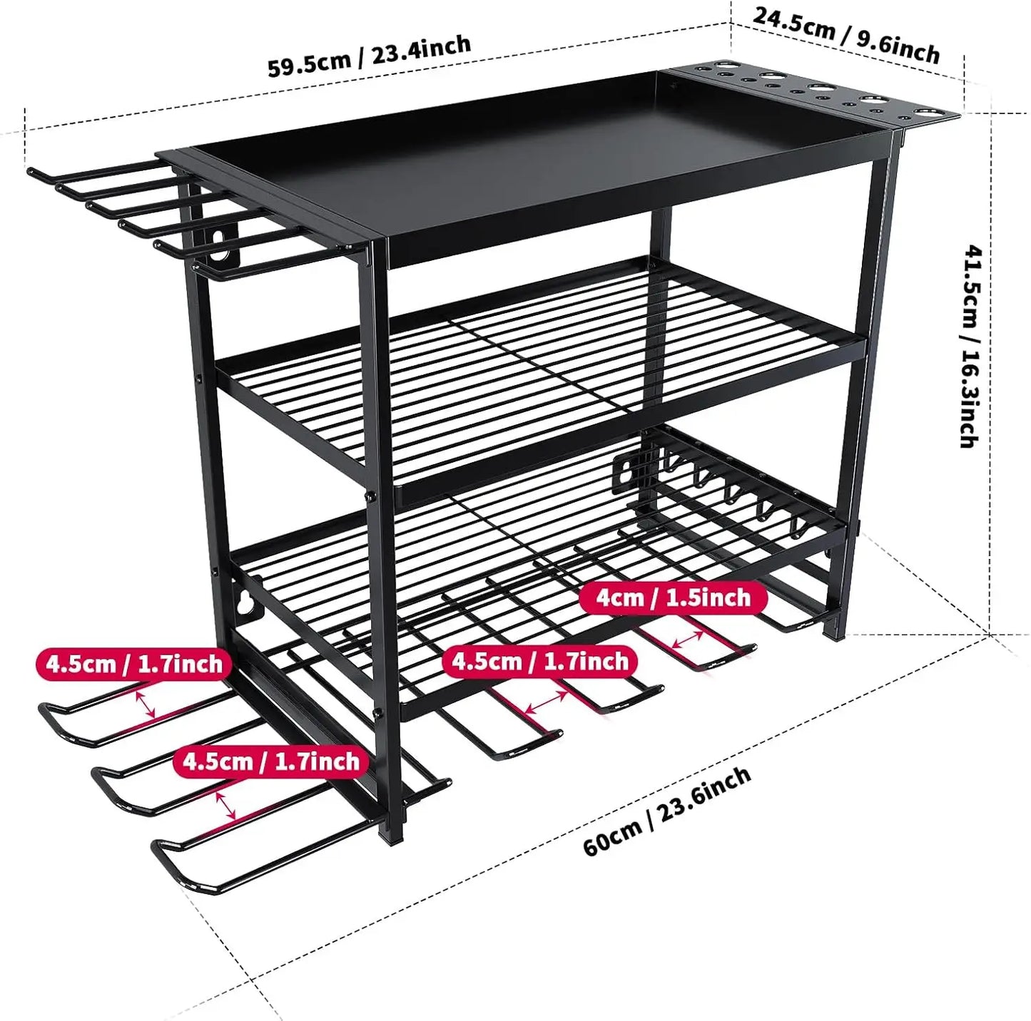 Power Tool Storage Wall Mounted Rack 4 Layer Power Drill Tool Holder Heavy Duty Tool Shelf for Garage, Workshop