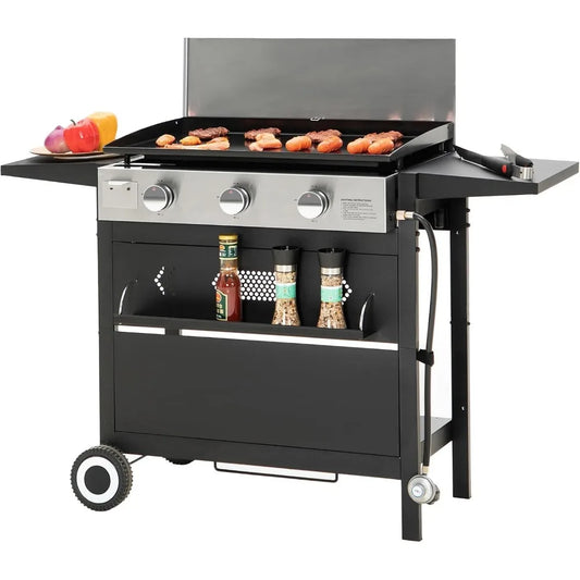 Ceramic Coated Cast Iron Griddle Portable Propane Grill 33000 BTU