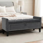 Velvet Storage Ottoman Bench With Button Tufting For Bedroom