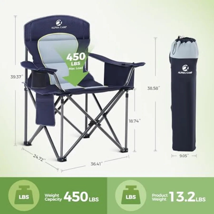 Heavy Duty Folding Camping Chair With Padded Seat And Cup Holder