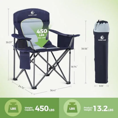 Heavy Duty Folding Camping Chair With Padded Seat And Cup Holder