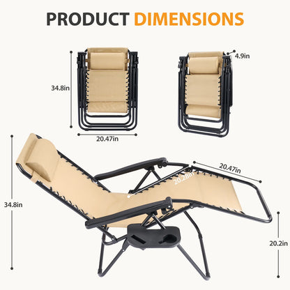 JHK Zero Gravity Recliner Chairs 2 With Cup Holder Trays
