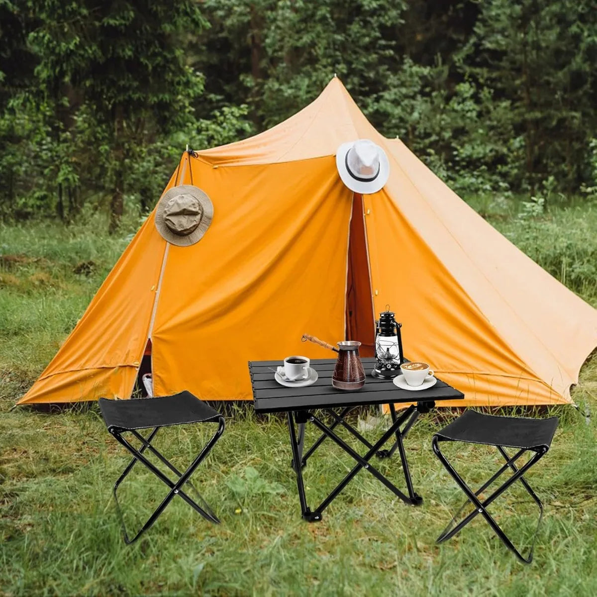 XIUWO Folding Camping Table With 2 Chairs